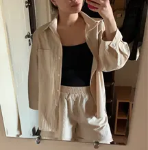 Msfancy-Conjunto de dos piezas de verano para Mujer, conjunto de pantalones cortos de 2021 algodón, camisa holgada Vintage Bohemia, pantalones cortos de cintura alta