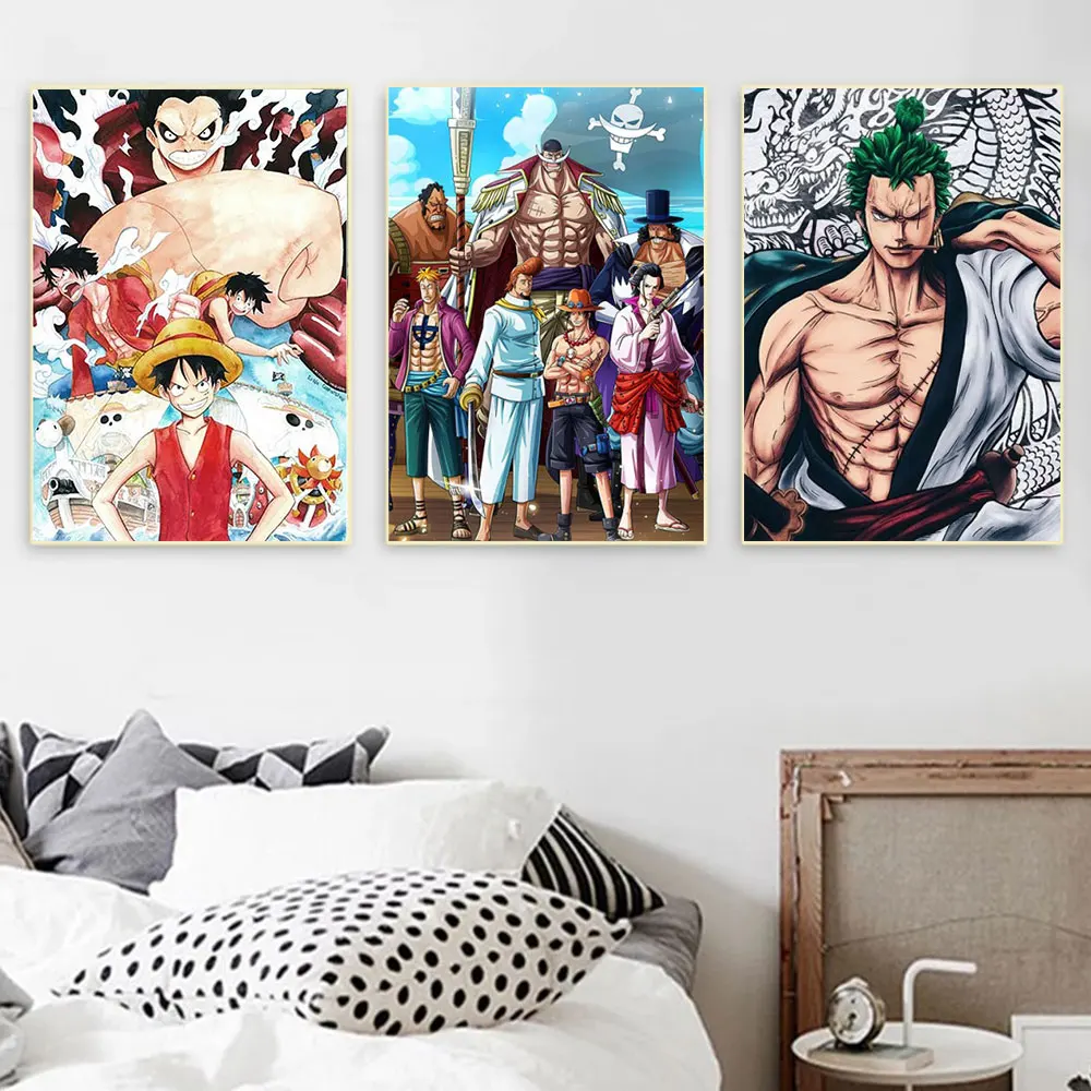 One Piece Japanese Anime Luffy Comic Poster And Print Canvas Painting Wall Art Pictures for Living Room Bedroom Home Decoration |