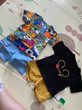 Conjunto de ropa con sombrero para el sol para niños, camiseta de manga corta con Graffiti a la moda, juego de vaqueros cortos, pantalones para niños