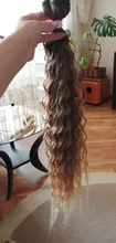Noble rizado Ombre pelo mechones de cabello sintético Super largo rizado 1 Uds 28 -32 Rubio marrón mechones con extensiones de cabello