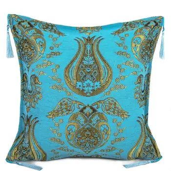 

45x45 cm Tassels Tulip Cushion Cover / Pillow Cover Model No: 4 Turquoise