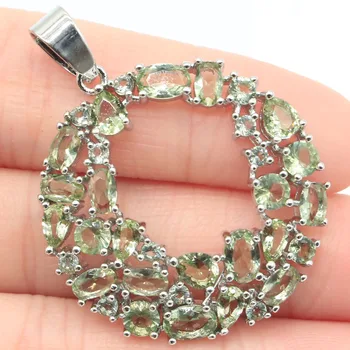 

42x31mm Beautiful Moon Shape Created Green Amethyst Gift For Woman's Jewelry Making Silver Pendant