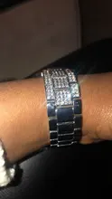 Reloj de pulsera de cuarzo y acero inoxidable para mujer, pulsera de lujo con diamantes de imitación, a la moda, #1
