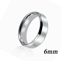Elegant Black and Silver Stainless Steel Couple Bands - Fashion Jewelry Ring - 8 (6mm Silver)