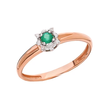 

Gold ring with emeralds and diamonds sunlight sample 585
