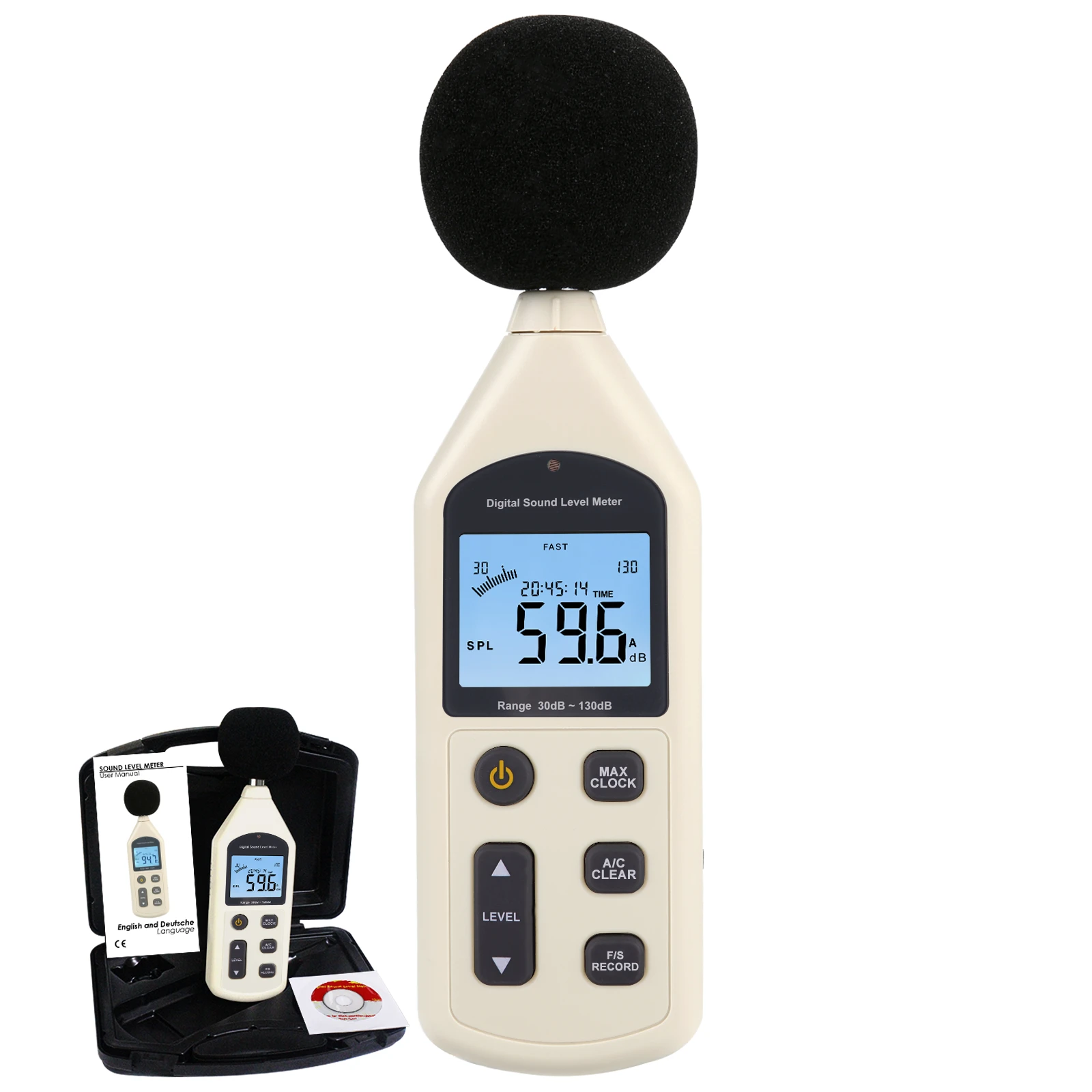 Digital Sound Level Meter 30130dba Data Recording A/c Frequency