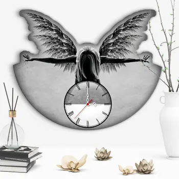 

Decorative Angel Design Wooden Wall Clock-1