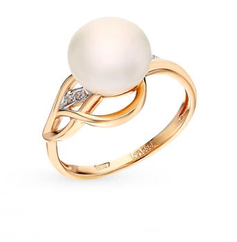 

Gold ring with cubic zirconia and pearls sunlight sample 585 test