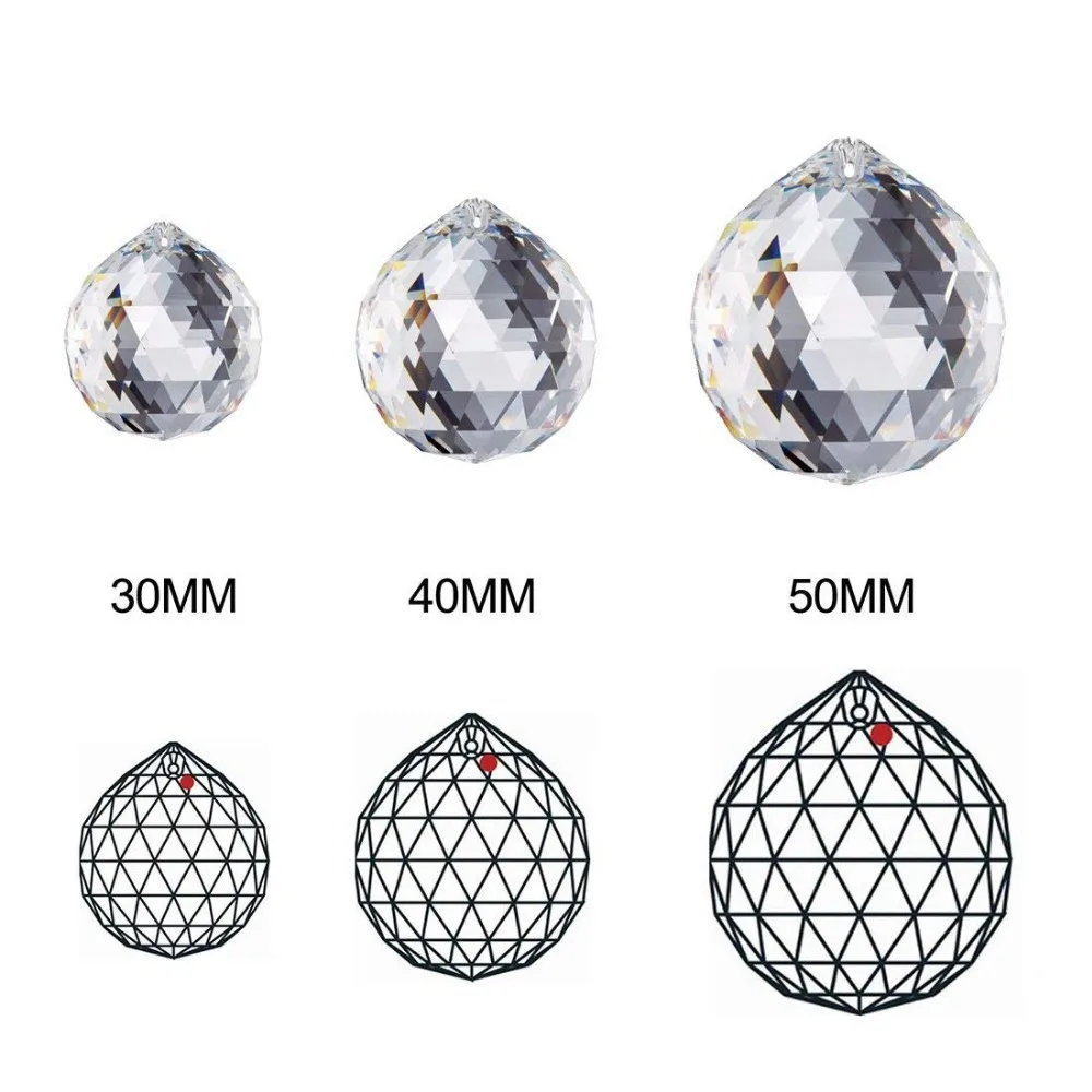Crystal Sun Catcher Chandelier Crystal Drops 1PCS 30/40/50MM Clear K9 Crystal Ball Prisms