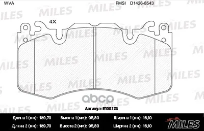 Колодки Тормозные Land Rover Discovery/Range Rover/Sport 09- Перед. Semimetallic Miles E100274 Miles арт. E100274