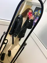 Jacket Coat Fitaylor Faux-Leather Loose Outwear Casual PU Sashes Black Tops Bf-Style