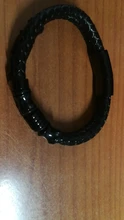 Pulsera de cuero trenzado de acero inoxidable para hombre, brazalete negro magnético, Punk Rock, accesorios de joyería