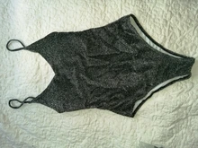 One-Piece Swimsuit Monokini Lace-Up Glitter Sparkling Black Sexy Women V941 Female Beach