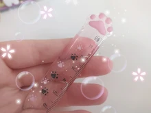Reglas de plástico con Linda pata de gato para escuela, suministros de oficina Kawaii, accesorios de planificación, premio de estudiante