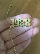 Collar de acero inoxidable hecho a mano con número para mujer y niña, Color dorado, Collares personalizados, 1995, 1996, 1997, 1998, 1999