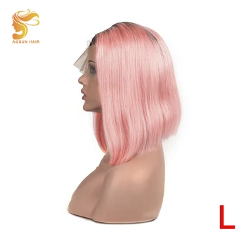 

AOSUN HAIR 150% Ombre Straight Short Bob Wigs Human Hair 13X4 Pre Plucked Color 1b/Pink Bob Lace Front Wigs For Black Women Remy