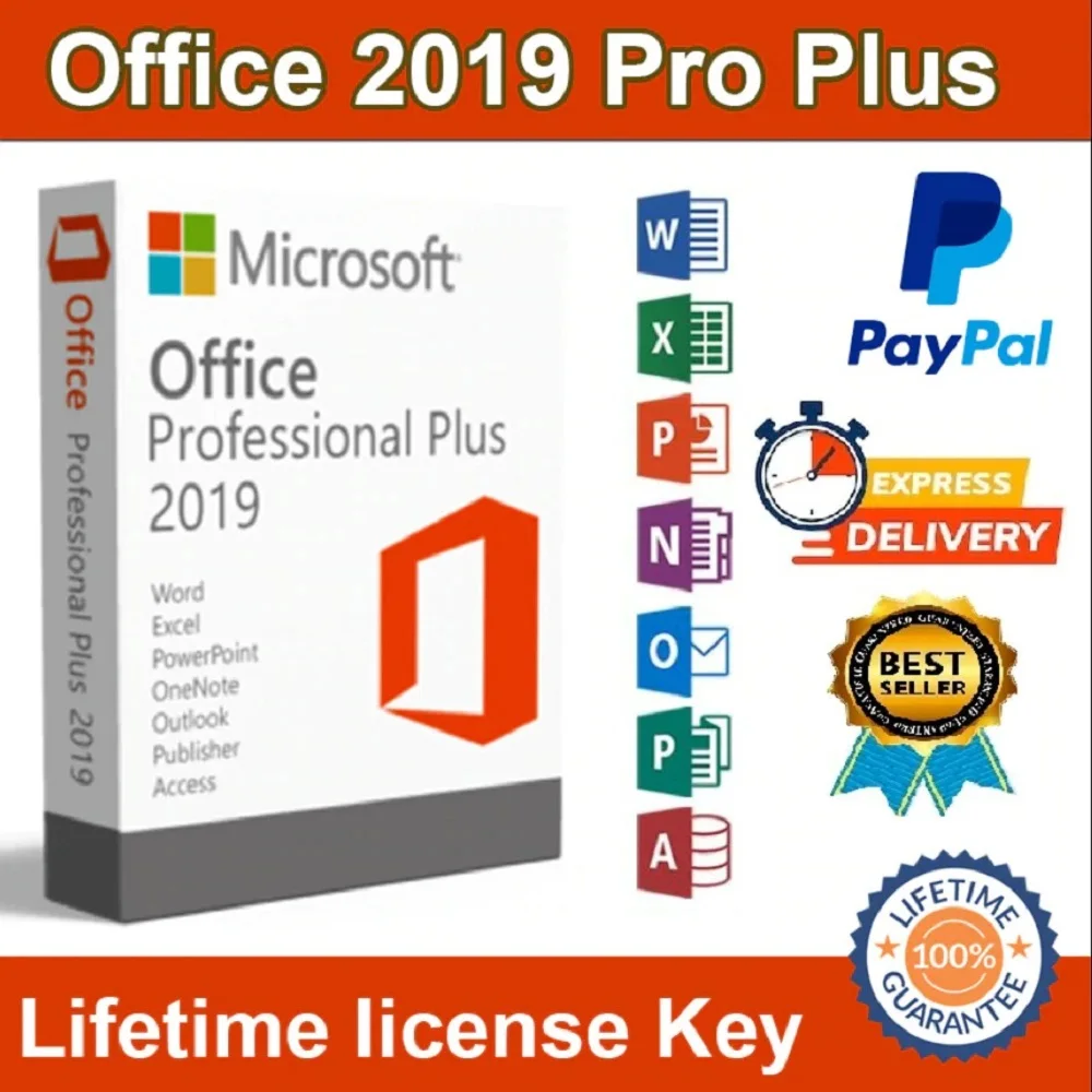 MS-®Oficial-e 2019 PROFESSIONAL PLUS, llave de activación profesional rápida, 64/32 bits