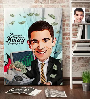 

Personalized Mr Banker Cartoon Canvas Table (70x100 cm.) 1