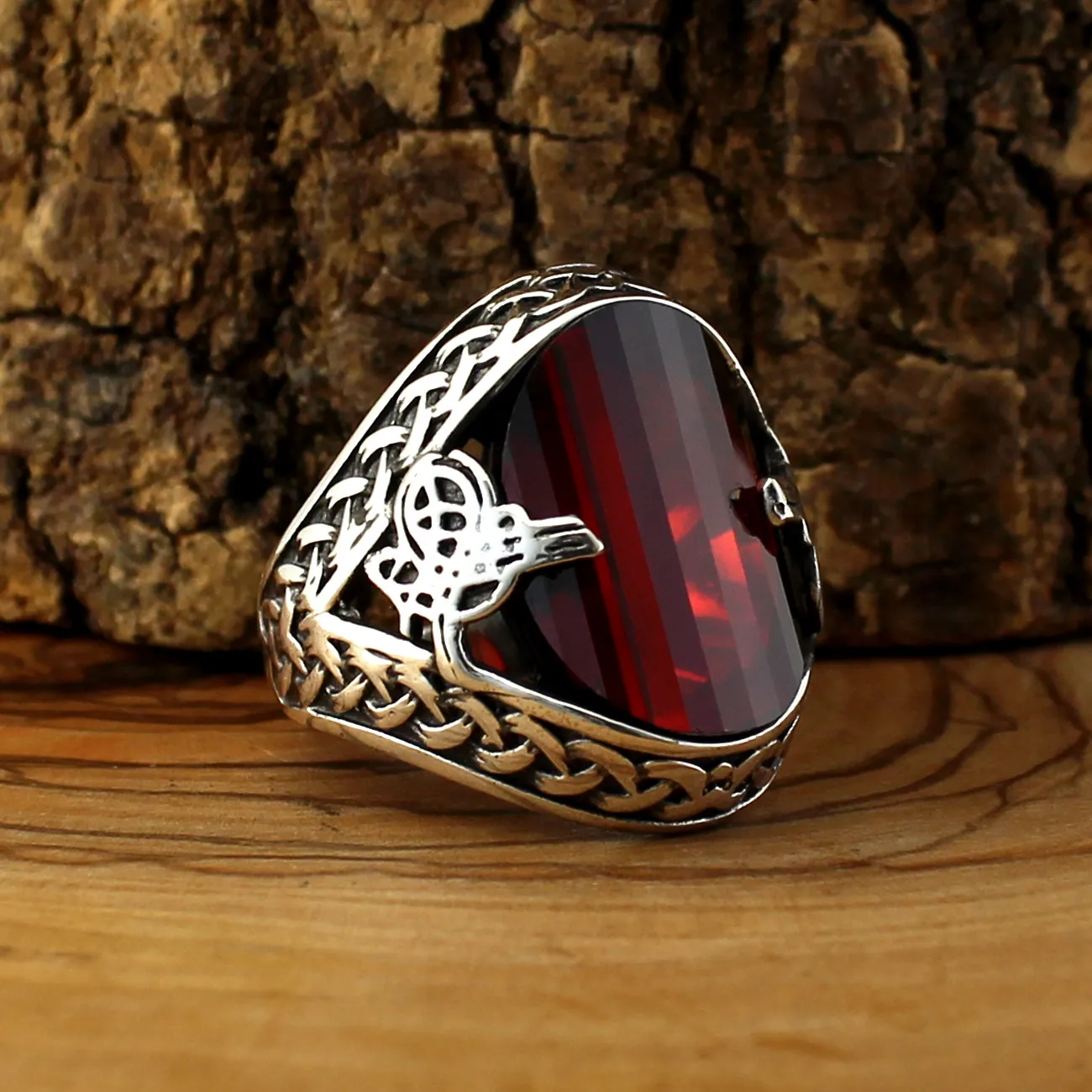

925 Sterling Silver Ring for Men Red Zircon Stone Aqeq Onyx Stone Jewelry fashion vintage Gift Rings All Size Made in Turkey