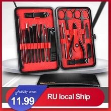 18pcs Pro Set Manicure Kit de Unhas Conjuntos de Ferramentas de Arte do Prego Tudo Para Manicure Pedicure Cuidados Com Empurrador Unha Encravada Pinça Arquivo Polonês(China)