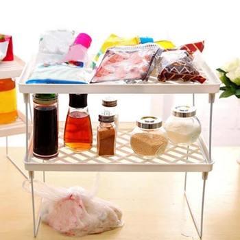 

1 Pcs Kitchen Storage Rack Shelf Foldable Holder Organizer Stackable Kitchen Bathroom Cupboard Saving Place High quali