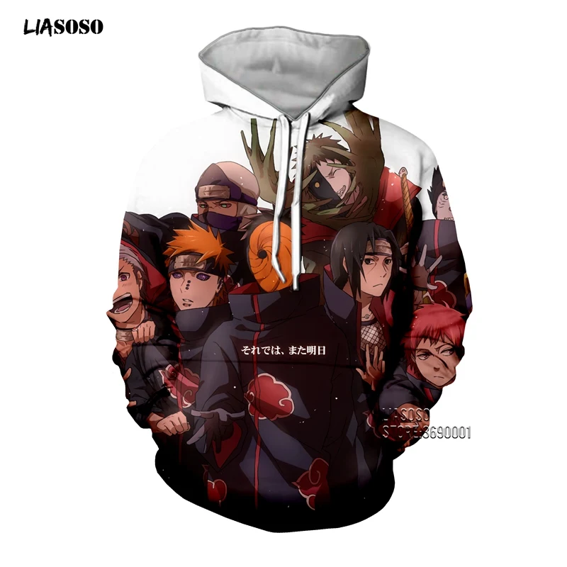 LIASOSO, 3D принт, унисекс, аниме, Наруто, Akatsuki, Учиха Итачи, боль, Какузу, Саске, повседневные толстовки с капюшоном, толстовка, топы, X2647