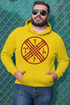 

Angemiel Wear Red Göktürkçe Turkish Write Yellow Men 'S Hooded Sweatshirt