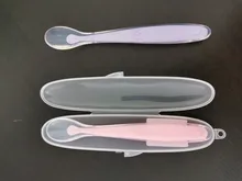 Cuchara de silicona suave para bebé, cuchara con detección de temperatura de Color caramelo, herramientas de alimentación de bebé, gran oferta