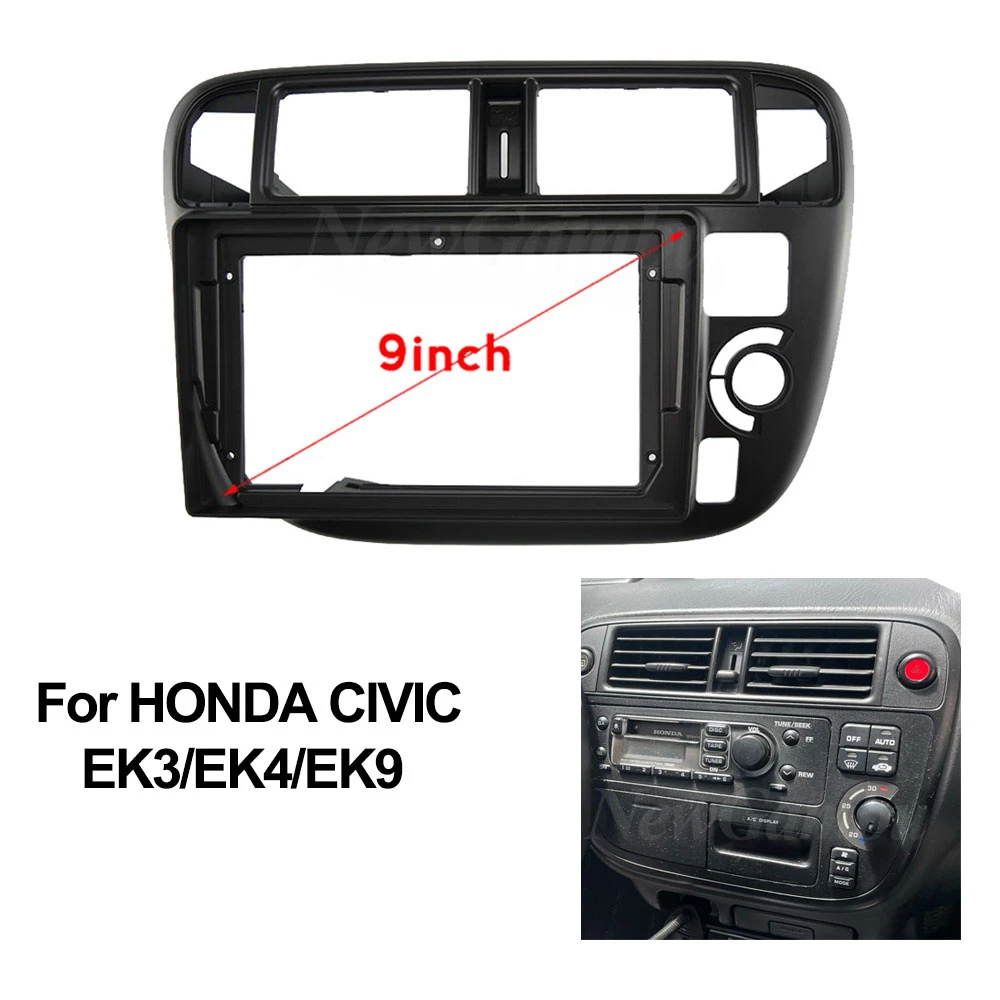 Double 2 Din 9 Inch Car Fascia Frame For Honda Civic Ek3/ek4/ek9 1995 1999 Dvd Gps Android