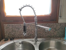 Deck installation Chrome Spring 360° Rotating Shower Kitchen Faucet Crane Hot Crane