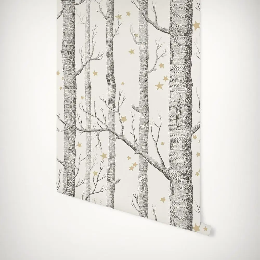 3d birch tree with stars wallpaper papel 01