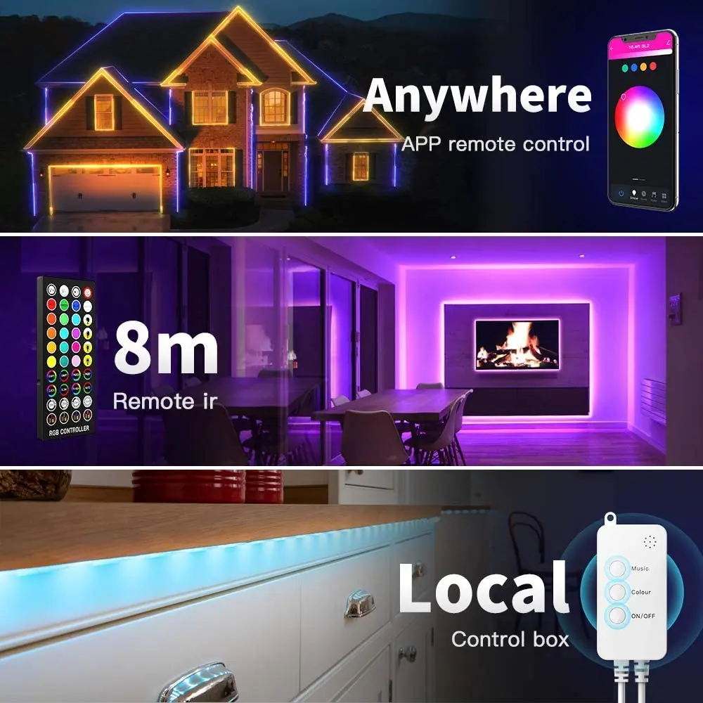 Strisce LED Alexa da 10 m, luci Led intelligenti nopiegatrice compatibili  con  Echo Dot Google Home, App controllata da sincronizzazione