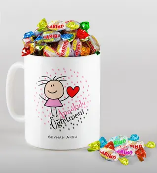 

Personalized Nursery School Teacher Mug and Haribo Candy Gift Seti-5