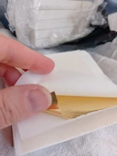 Aomily-Hojas doradas para decoración, láminas de 9x9cm, papel dorado para muebles, decoración de pared, manualidades, color dorado puro brillante, 100 hojas