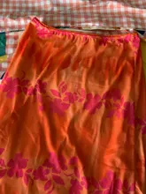 Faldas de estilo informal bohemio para mujer, faldas de cintura alta con estampado Floral, color Naranja, a media pierna, para playa, fiesta y vacaciones