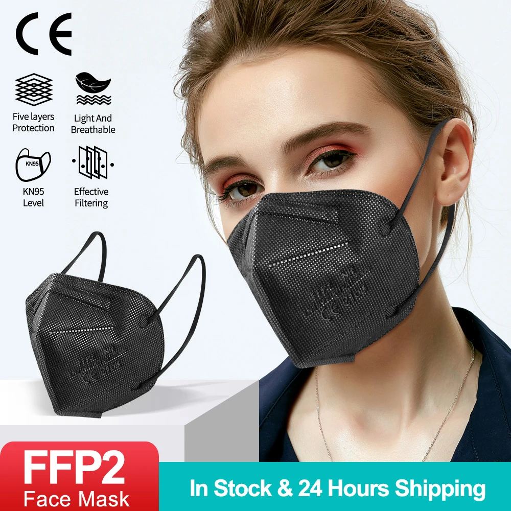 1-200 Pezzi Ce Ffp2 Maschera 5 Strati Kn95 Maschere Antipolvere Protezione Viso Ffp2 Mascarillas Filtro Respiratore Fpp3 Maschere Riutilizzabili Ffp2