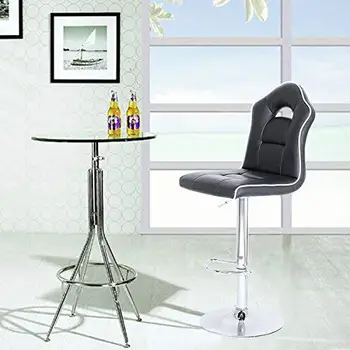

1 x Kitchen Breakfast Bar Stool Swivel adjustable Chrome Black LJB63B