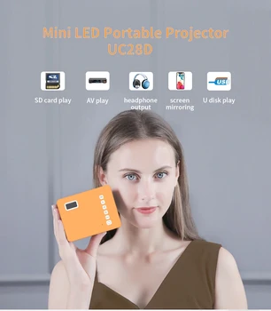 

Update Mini Portable UC28D projector 500LM Home Theater Cinema Multimedia LED Video Projector Support USB TF Card AV IR 5V 2A