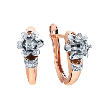 

Gold earrings with diamonds sunlight sample 585