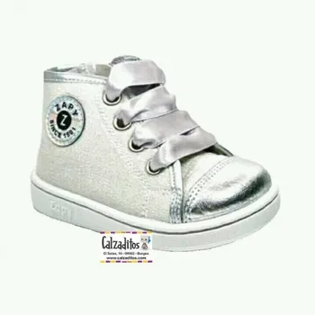 

Canvas boots fancy silver color with satin bows Dobsons.com