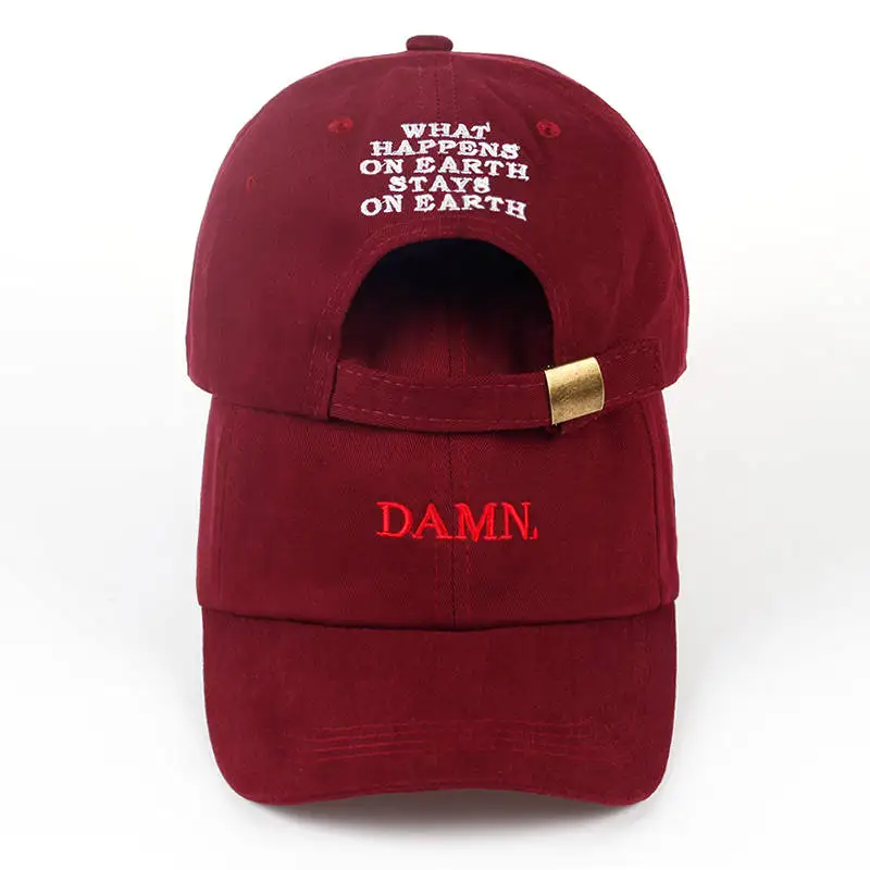 Unisex Spring summer DAMN Hats Embroidered Earth Dad Hat Hip Hop cap Kendrick lamar Rapper Snapback hats Baseball Cap wholesale - Цвет: wine red