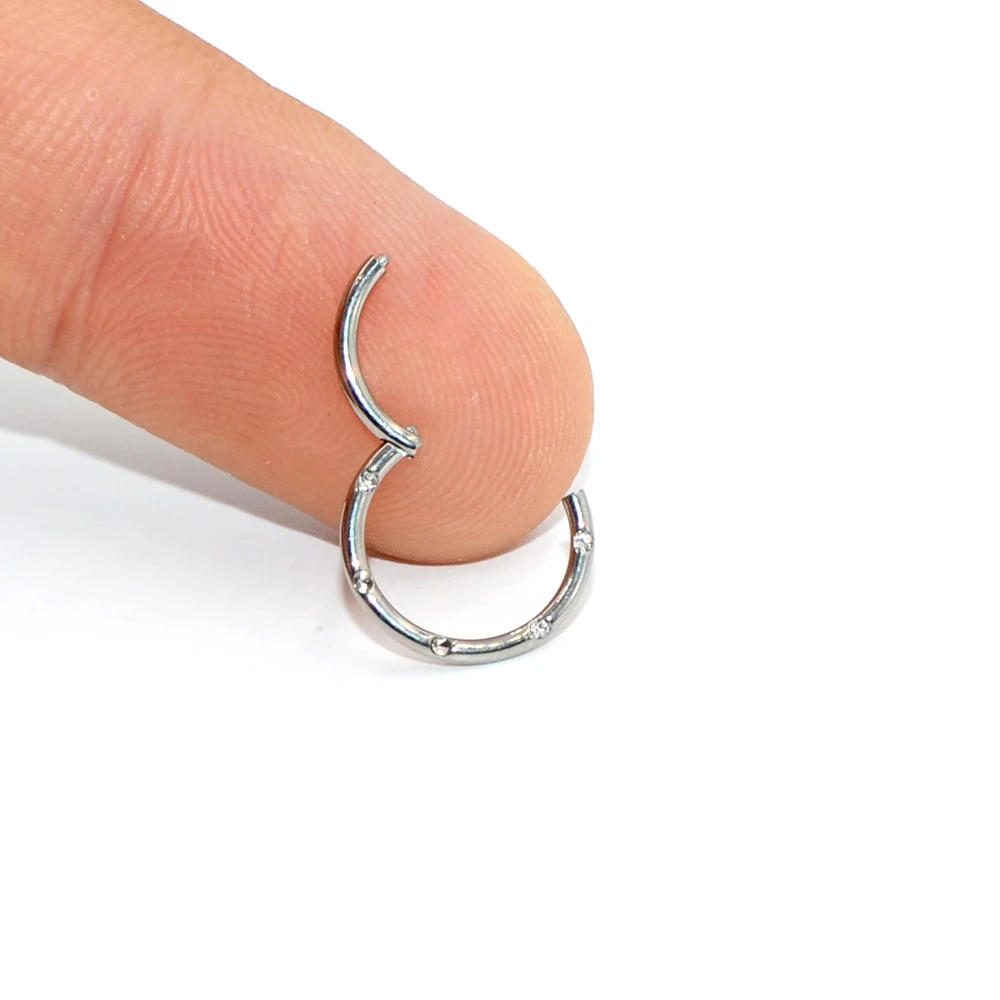 1 шт. G23 титановый/стальной шарнирный сегмент пирсинг для носовой перегородки Кристальное носовое кольцо ниппель кликер шпилька для уха серьги для губ пирсинг