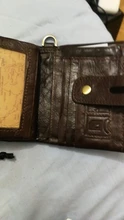 Billetera de cuero de vaca con grabado gratis para hombre, monedero, Mini portatarjetas, cadena, portafolio para hombre