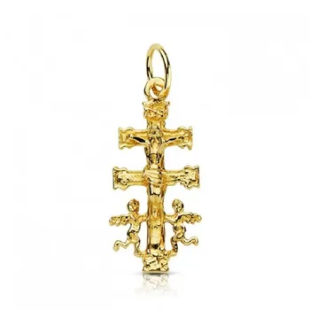 

Gold Cross 18ktes. Caravaca Christ relief medium