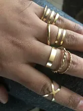 IPARAM-Conjunto de anillos de unión para mujer, de cristal geométrico, dorado, Vintage, bohemio, luna y estrella, diseño de personalidad, conjunto de anillos, regalo de joyas de fiesta