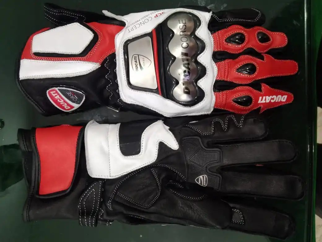 juntos Dinámica empujar Ducati Corse-guantes de cuero para motocicleta, manoplas de Metal completo,  color negro, rojo y blanco, 6 unidades _ - AliExpress Mobile