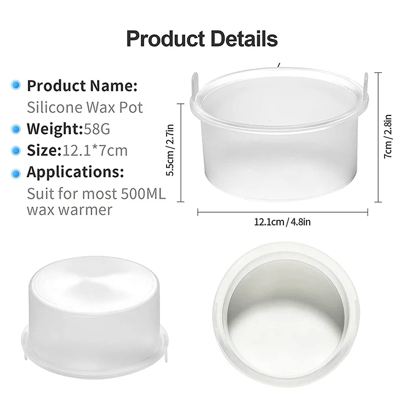 2PCS Silicone Wax Pot Wax Melting Inner Pot Replacement Nonstick Silicone Hair Removal Bowl for 500ml Warmer Machine hair removal wax,hair removal tool