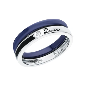 

Silver ring with ceramics and cubic zirconia sunlight sample 925