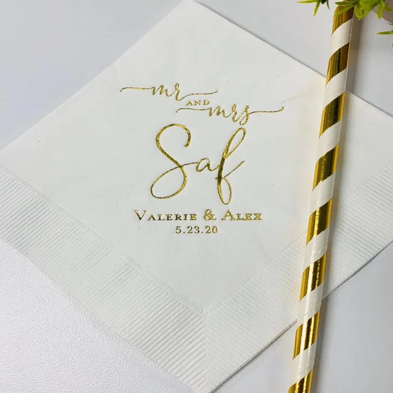 Personalized Mr &amp Mrs and Wedding Napkins Custom Monogram Beverage Cocktail Cake Dessert Appetizers Luncheon Dinner Guest | Дом и сад