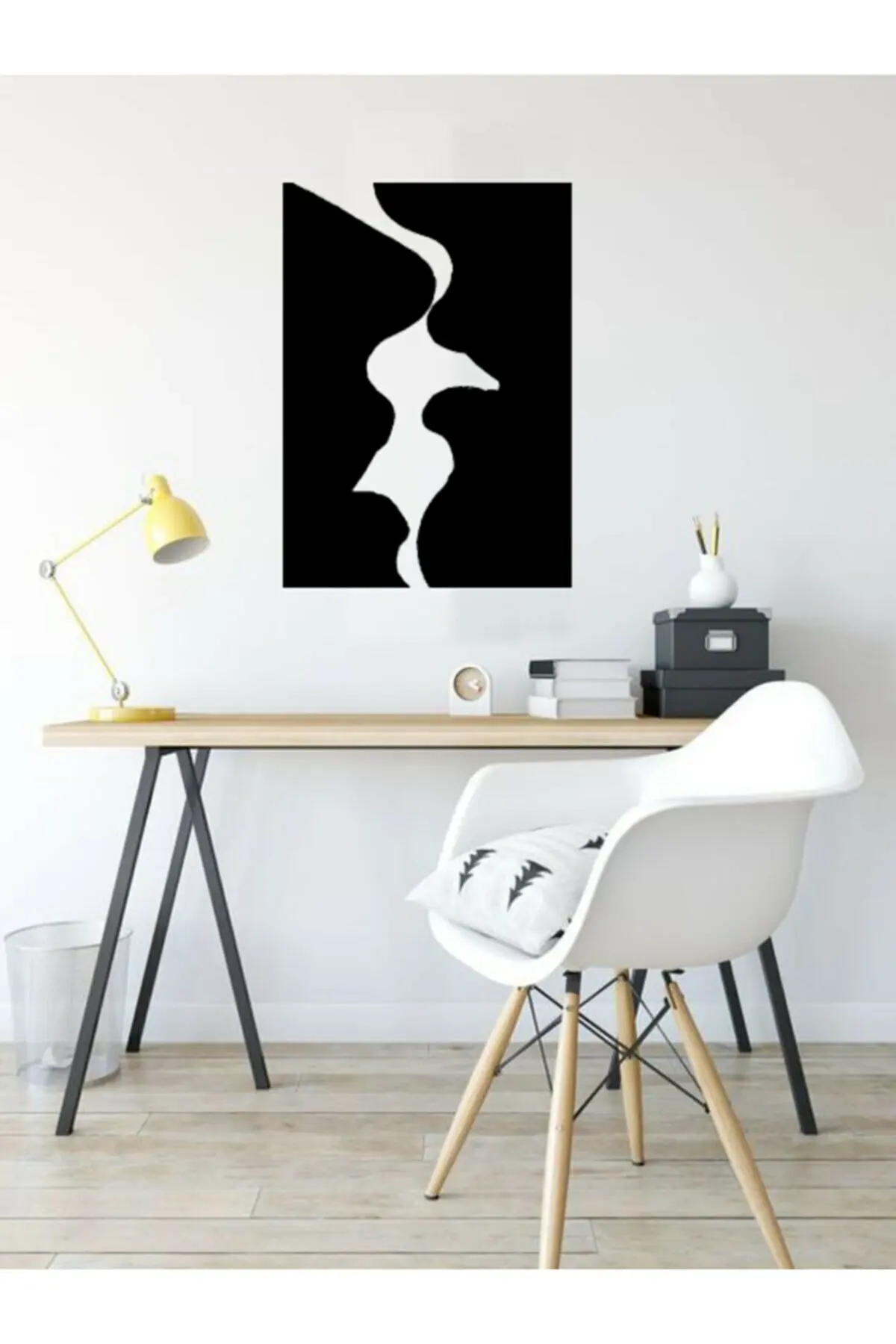 

Woman Man Face to Face Decor Painting Wooden Wall Board Poster Table Sticker Black Bar Cafe Restaurant Home Office Decoration